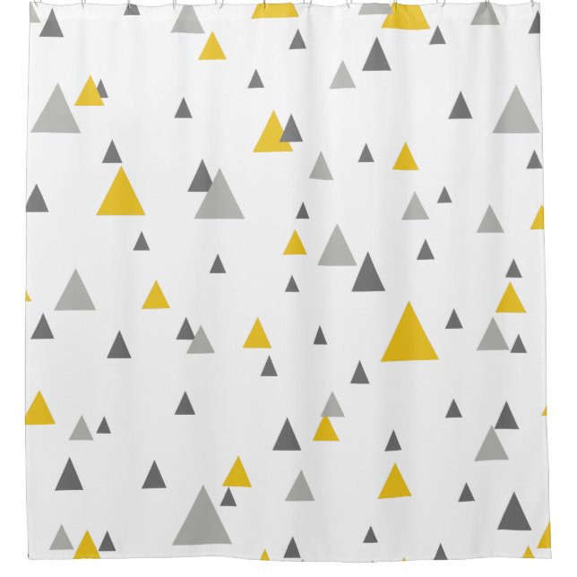 Yellow & Grey Triangles Modern Seamless Pattern Shower Curtain (Front)