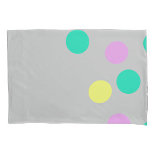 Yellow Grey Turquoise Pink Abstract Art Balls Pillowcase