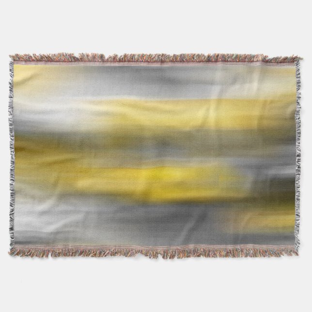 Yellow Grey Vertical Abstract Throw Blanket (Front)
