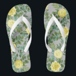 Yellow & Grey Vintage Elegant Floral Wedding Thongs<br><div class="desc">Beautiful wedding collection with a yellow and grey floral design!  An elegant look for a spring,  summer or garden wedding.  Roses and peonies are abundant and elegantly displayed for a sophisticated and beautiful look!</div>
