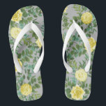 Yellow & Grey Vintage Elegant Floral Wedding Thongs<br><div class="desc">Beautiful wedding collection with a yellow and grey floral design!  An elegant look for a spring,  summer or garden wedding.  Roses and peonies are abundant and elegantly displayed for a sophisticated and beautiful look!</div>