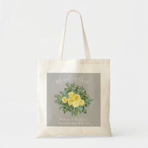 Yellow & Grey Vintage Elegant Floral Wedding Tote Bag