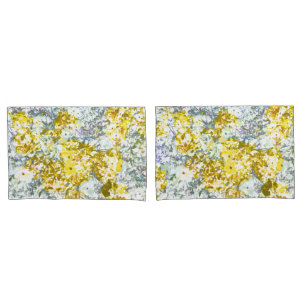 Yellow grey water colour flower pattern design pillowcase