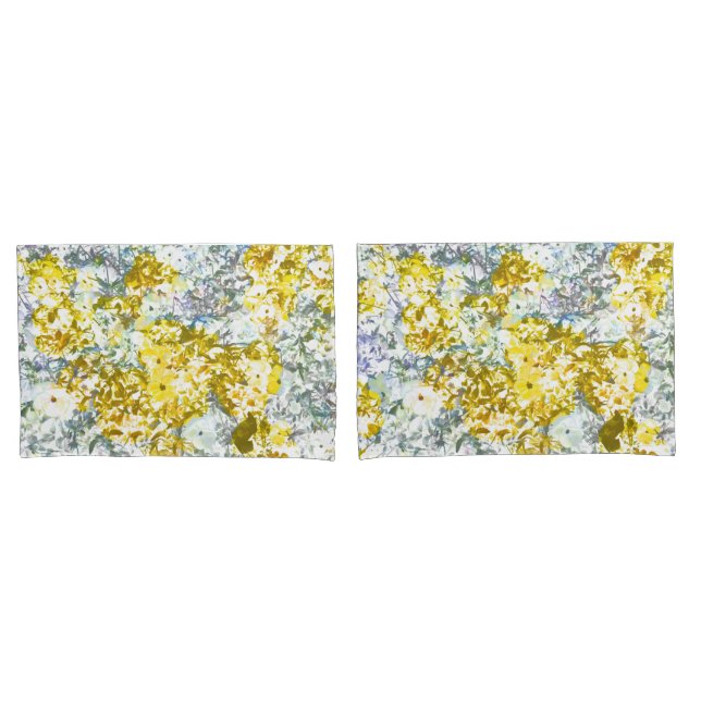 Yellow grey water colour flower pattern design pillowcase (Front-Set)