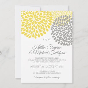 Yellow & Grey Wedding Invitations   Floral & Fun