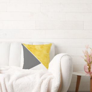 Yellow Grey White Colour Block Cushion
