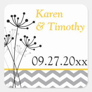 Yellow, Grey, White Floral Chevron Stripes Sticker