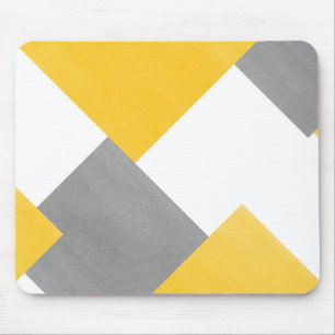 Yellow Grey White Geometric Mouse Pad