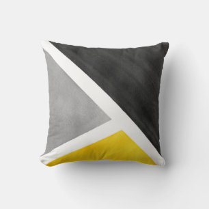 Yellow Grey White Watercolor Block Cushion