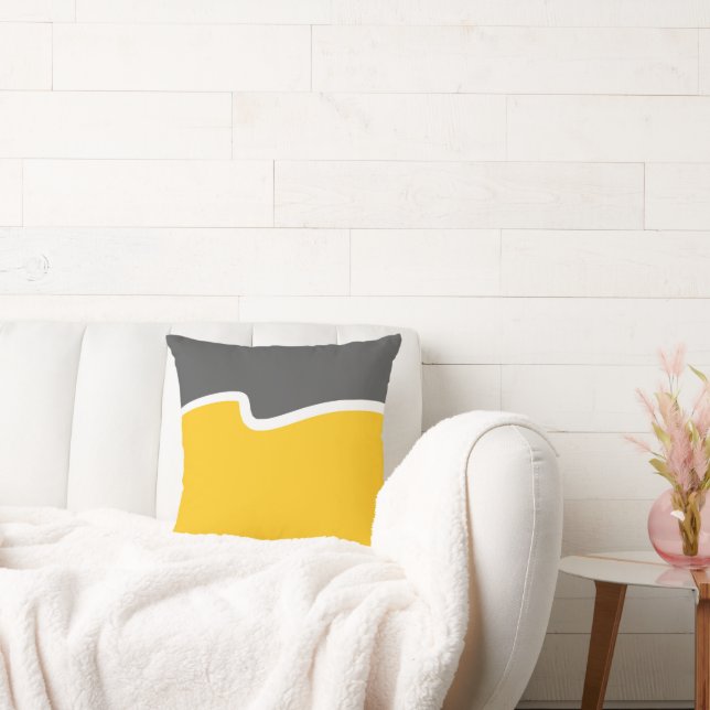  Yellow Grey White Wave Colour Block  Cushion (Couch)