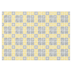 yellow grey winter holidays quilt pattern tablecloth