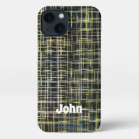 Yellow Grid Lines Abstract Art Pattern