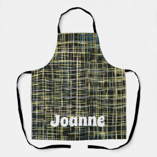 Yellow Grid Lines Art Pattern Apron