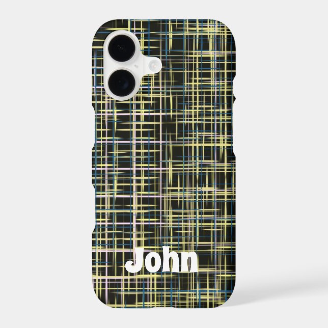 Yellow Grid Lines Art Pattern iPhone (Back)
