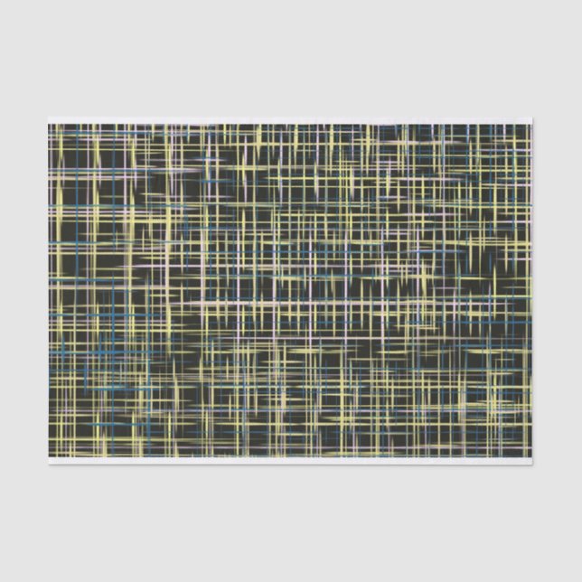 Yellow Grid Lines Art Pattern Tissue Paper (Front)