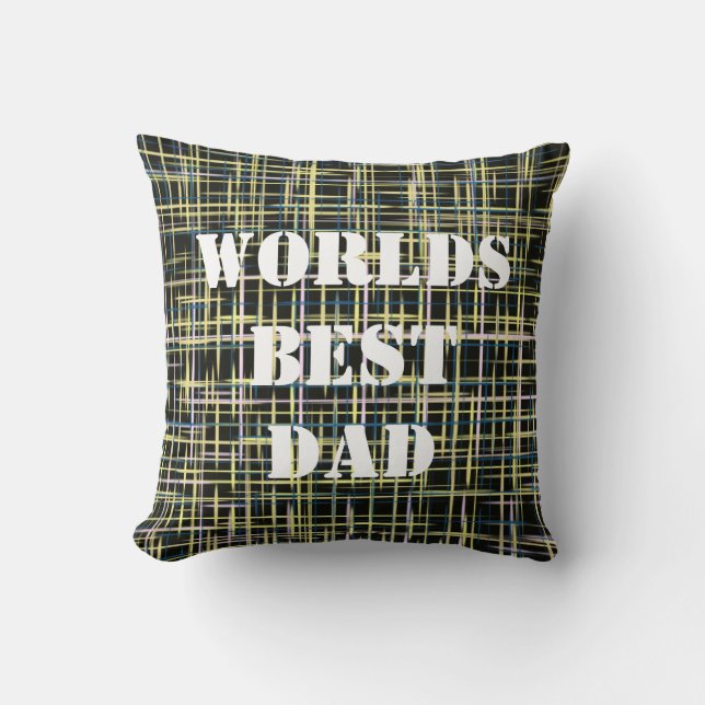 Yellow Grid Lines Art Pattern Worlds Best Cushion (Front)