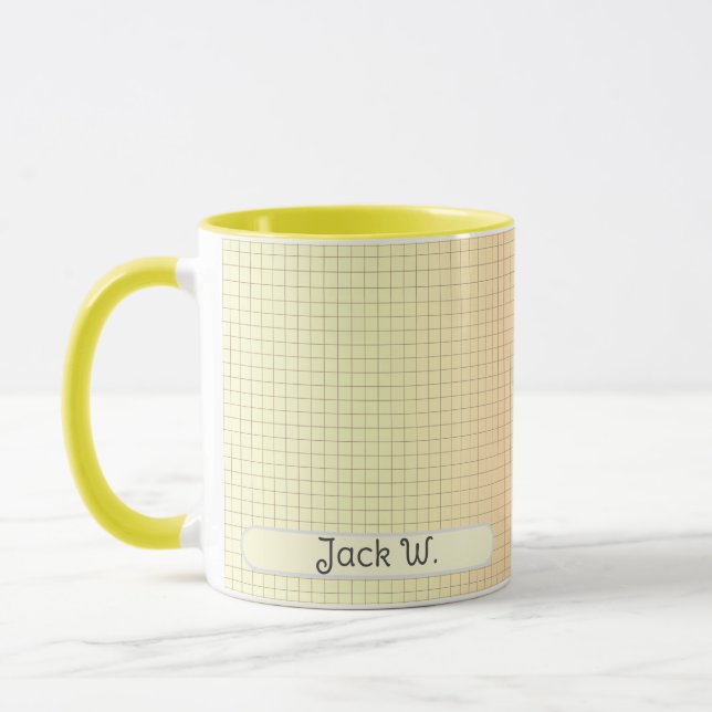 Yellow Grid Pattern Stylish Modern Custom Mug (Left)