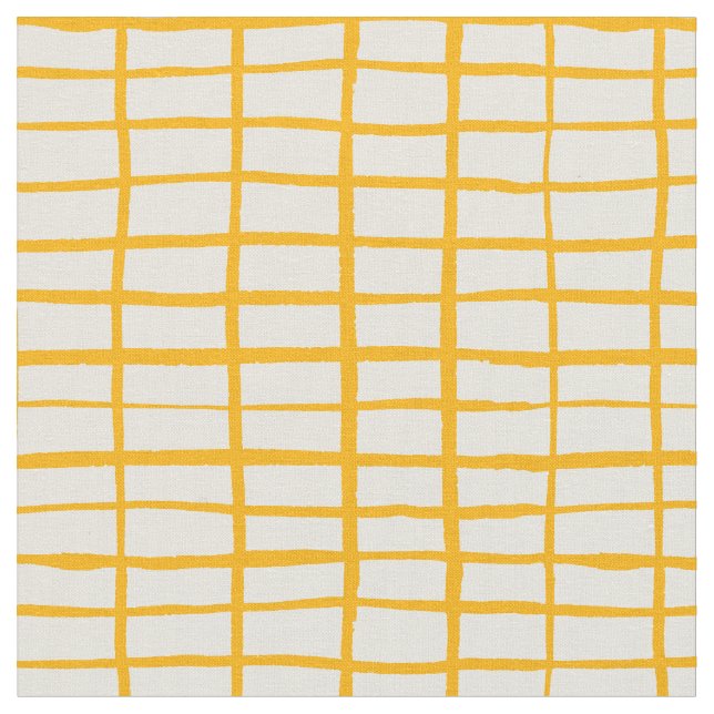 Yellow grid simple pattern fabric (Close Up)