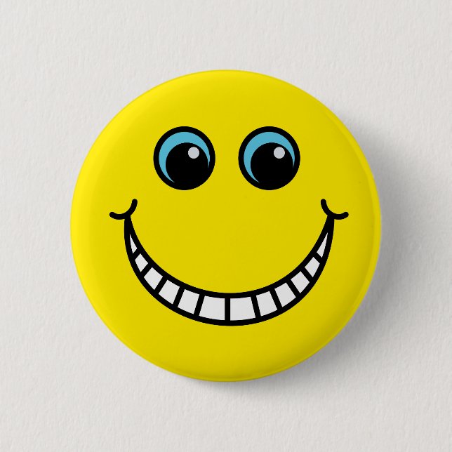 Yellow Grinning Emoji Face 6 Cm Round Badge (Front)