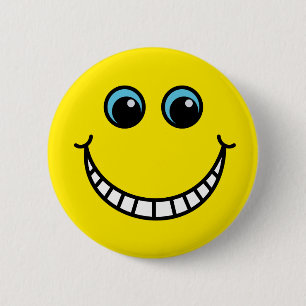 Yellow Grinning Emoji Face 6 Cm Round Badge