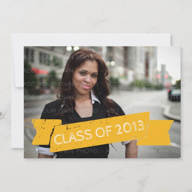 Yellow Grunge Banner 2013 Grad Invitation (Front)