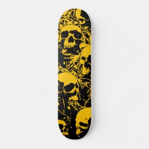 Yellow Grunge Skulls Skateboard
