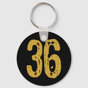YELLOW GRUNGE STYLE NUMBERS 36 KEY RING