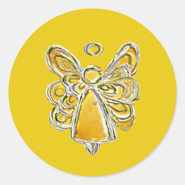 Yellow Guardian Angel Art Decal Stickers (Front)