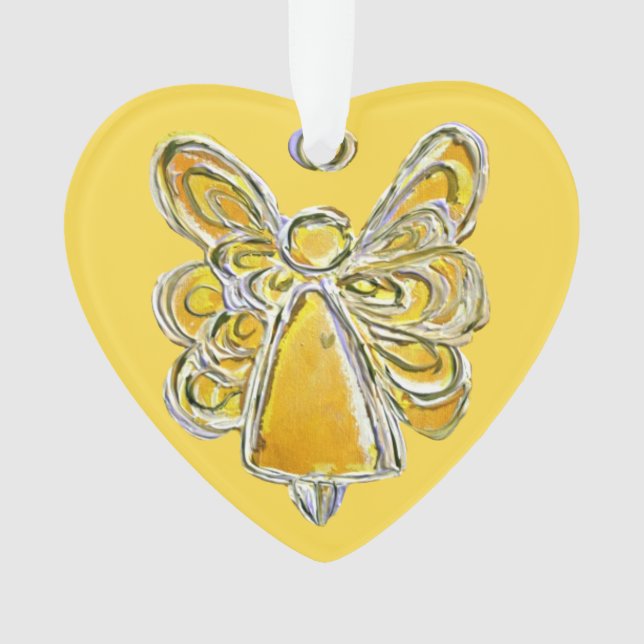 Yellow Guardian Angel Christmas Pendant Ornament (Front)
