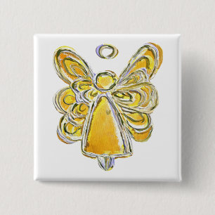Yellow Guardian Angel Custom Holiday Button Pin
