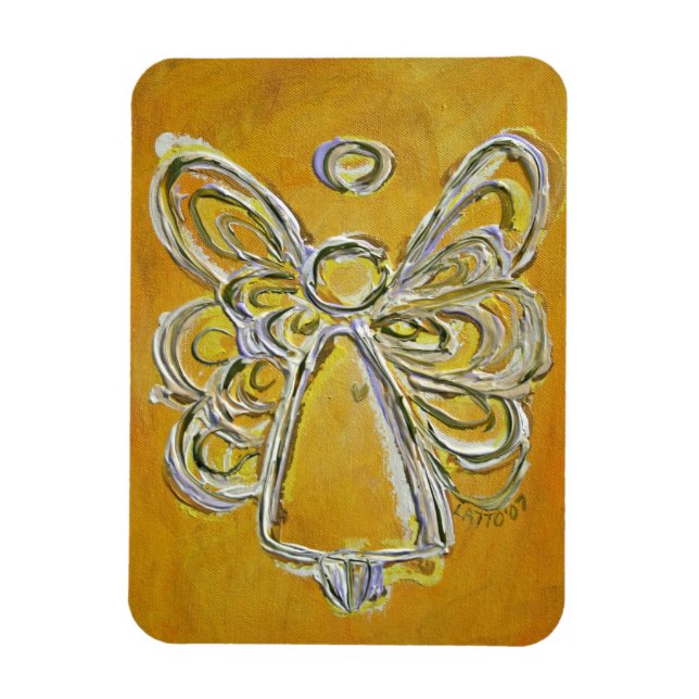 Yellow Guardian Angel Custom Magnet Art Painting (Vertical)