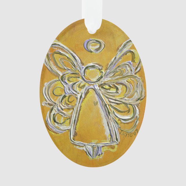 Yellow Guardian Angel Gift Holiday Ornament (Front)