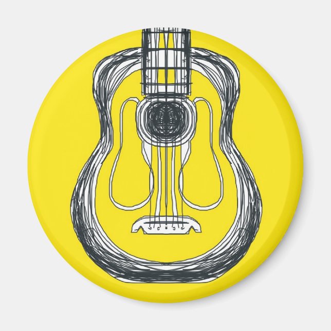 Yellow Guitar Monster Face Magnet (Front)