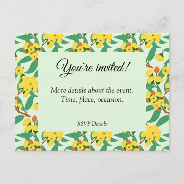Yellow Gum Tree Flowers Announcement Postcard (Front)