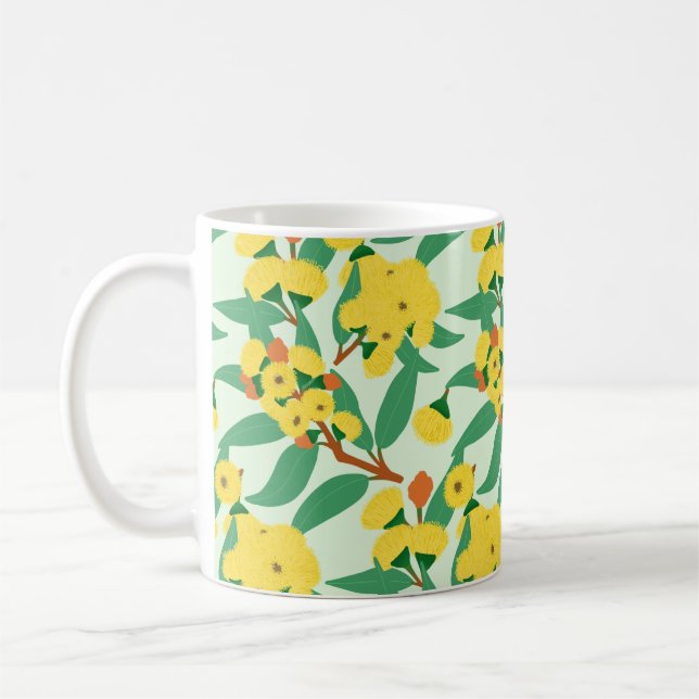 Yellow Gum Tree Flowers Coffee Mug (Left)