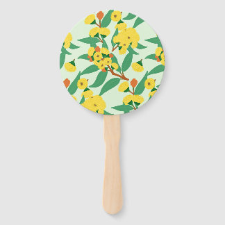 Yellow Gum Tree Flowers Hand Fan