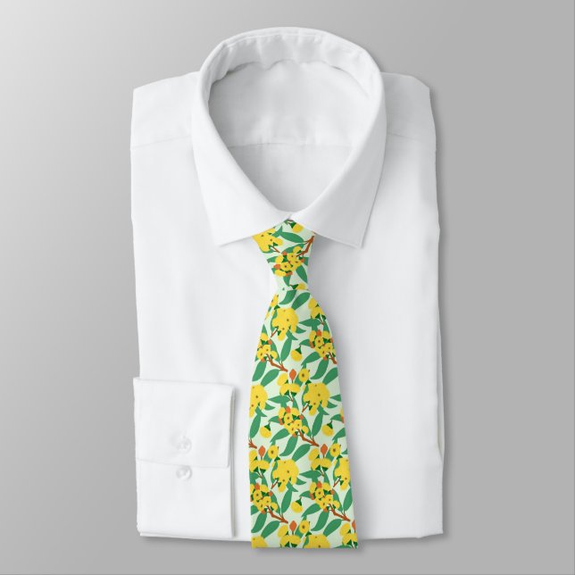 Yellow Gum Tree Flowers Tie (Tied)