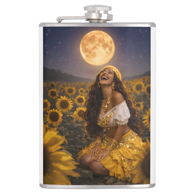 yellow gypsy  hip flask (Front)