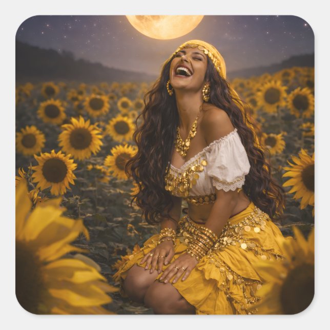 yellow gypsy  square sticker (Front)