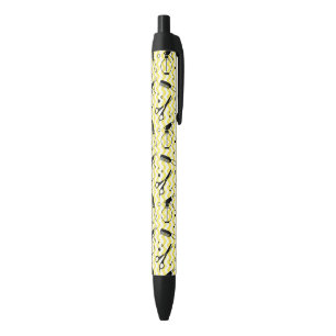 Yellow Hairdresser Tool Pattern Black Ink Pen