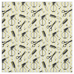 Yellow Hairdresser Tool Pattern Fabric