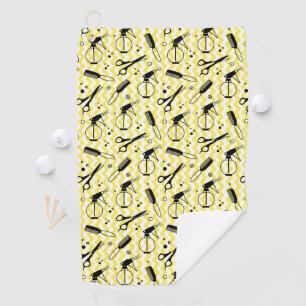 Yellow Hairdresser Tool Pattern Golf Towel