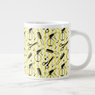 Yellow Hairdresser Tool Pattern Large Coffee Mug