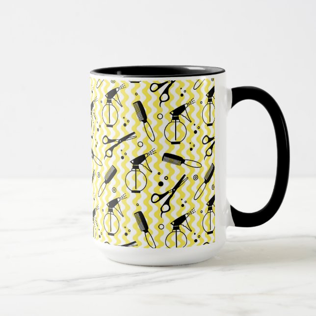 Yellow Hairdresser Tool Pattern Mug (Right)