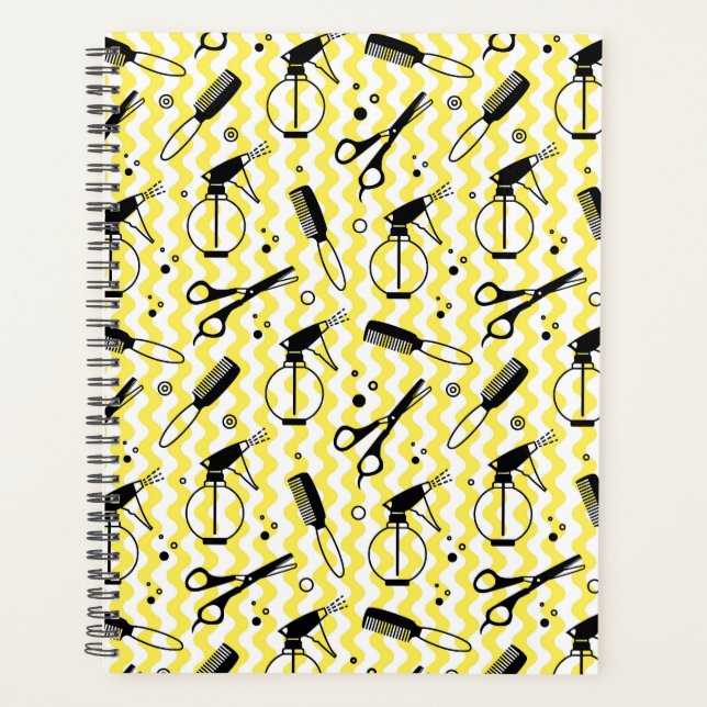 Yellow Hairdresser Tool Pattern Planner (Front)