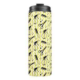 Yellow Hairdresser Tool Pattern Thermal Tumbler