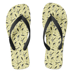 Yellow Hairdresser Tool Pattern Thongs