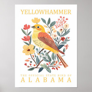 Yellow Hammer Bird of Alabama USA Travel Poster