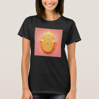 Yellow Hamsa Hand Illustration Pastel Colour Women T-Shirt