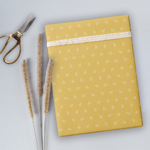 Yellow Hand Drawn Botanical Minimal Birthday Party Wrapping Paper